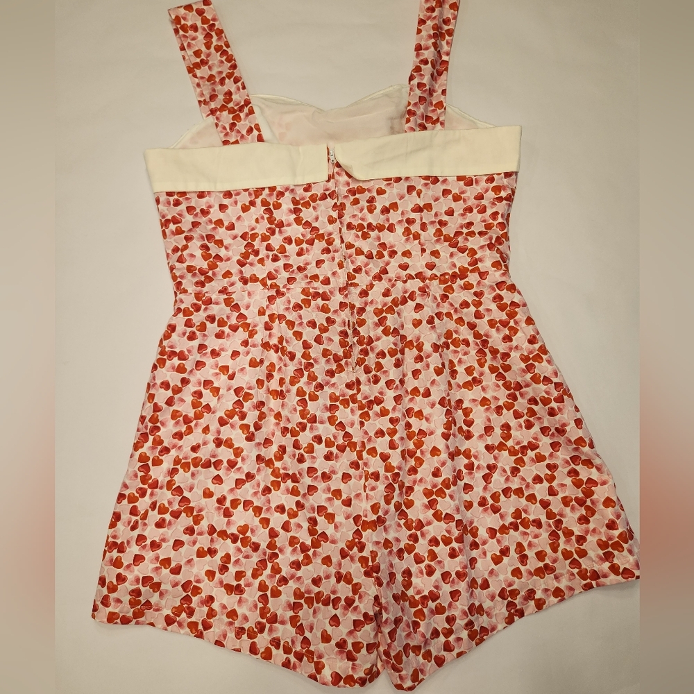 Women's Red Heart-Print Strap Romper - Picture 10 of 11